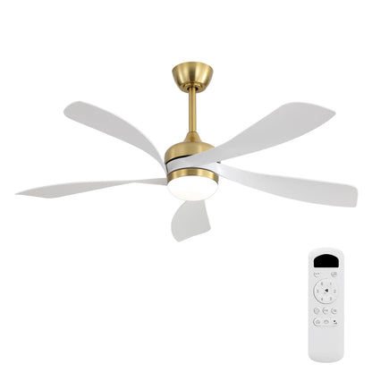 52" Indoor Ceiling Fan With 3 Color Dimmable LED Light Blades, Reversible DC Motor, Remote Control