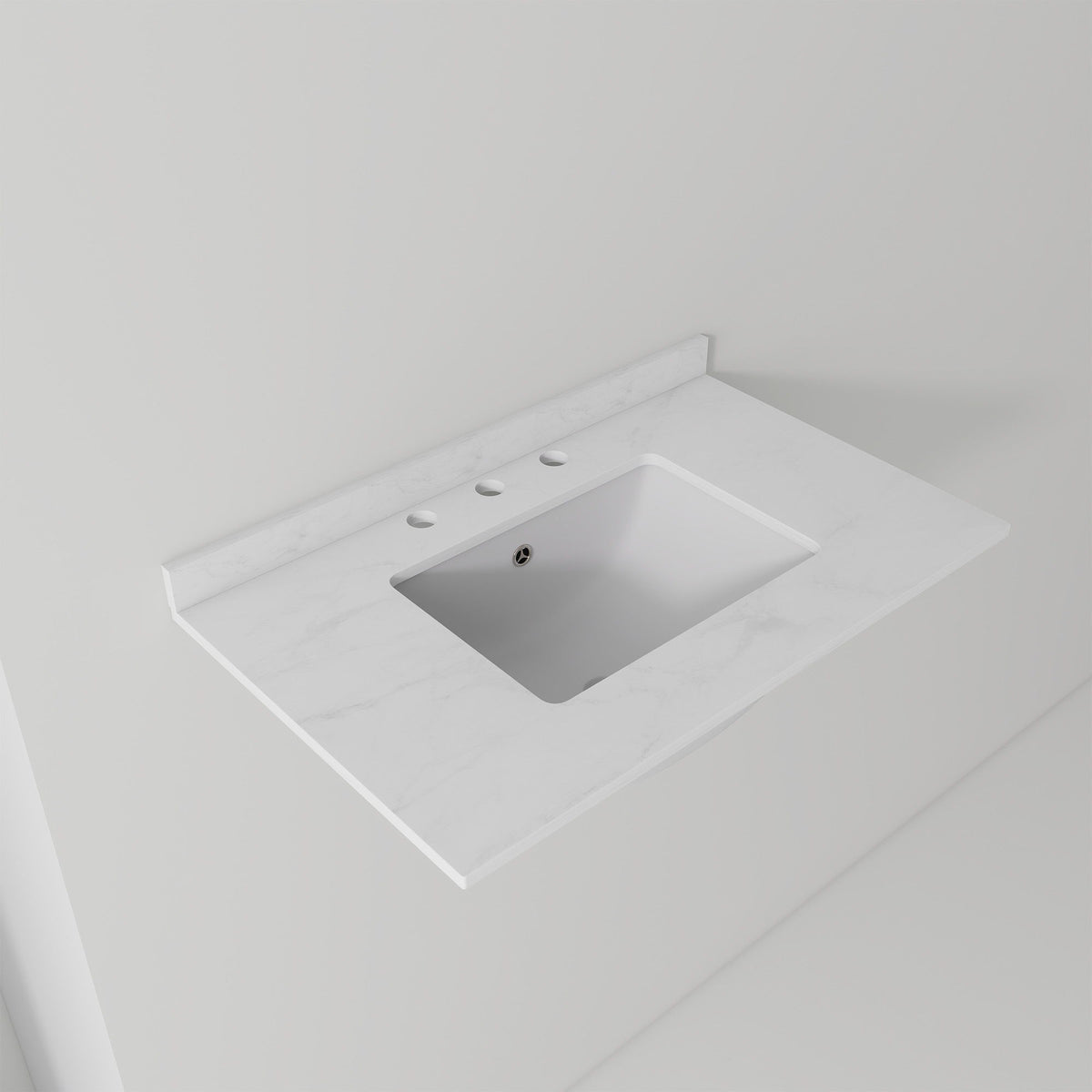 Basin Sink, Triple Faucet Holes, 2" Thick Rim, Sink Only