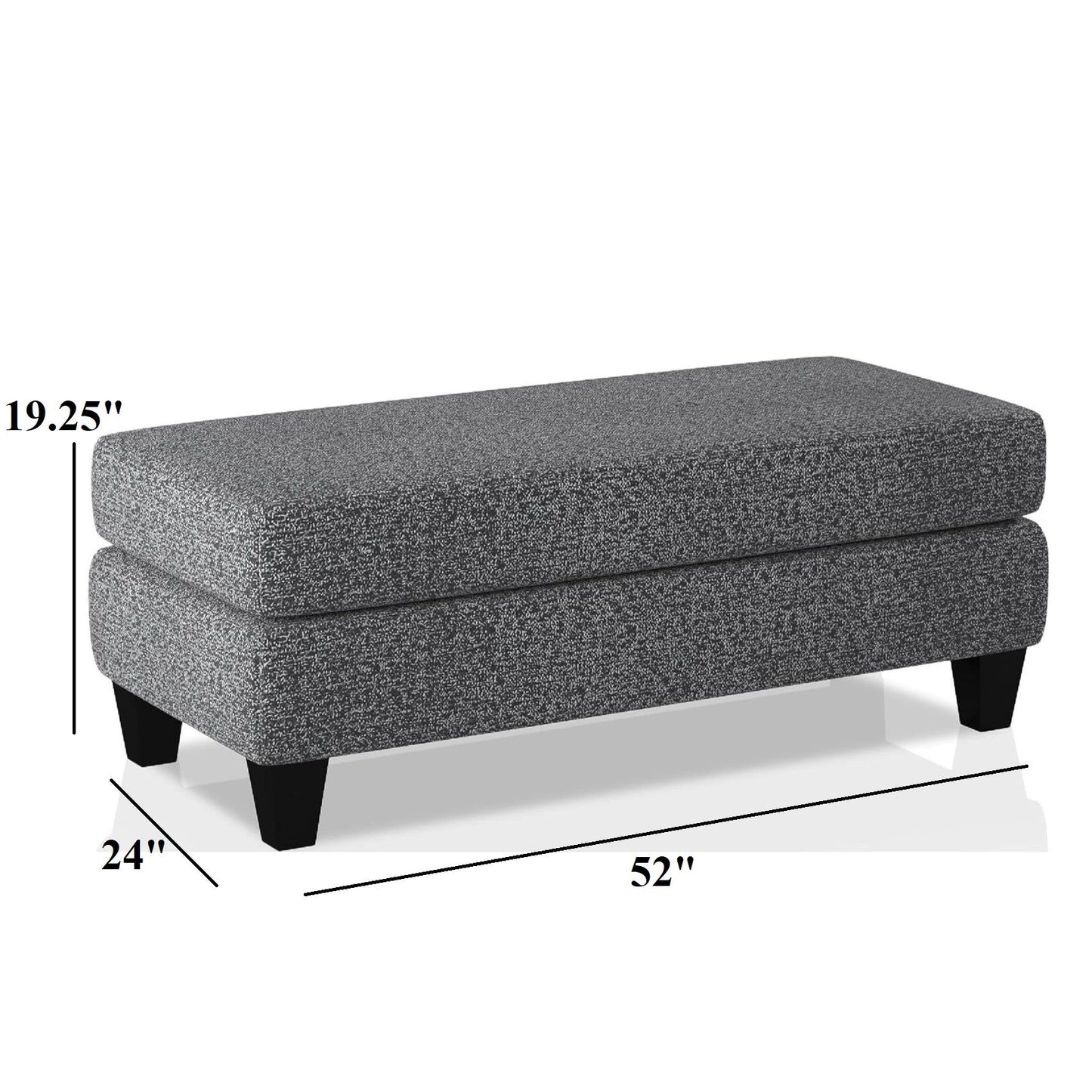 Ottoman With Plush Seat Living Room Furniture - Gray