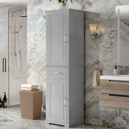Tall Freestanding Bathroom Storage Cabinet With Adjustable Shelf, 2 Door Design