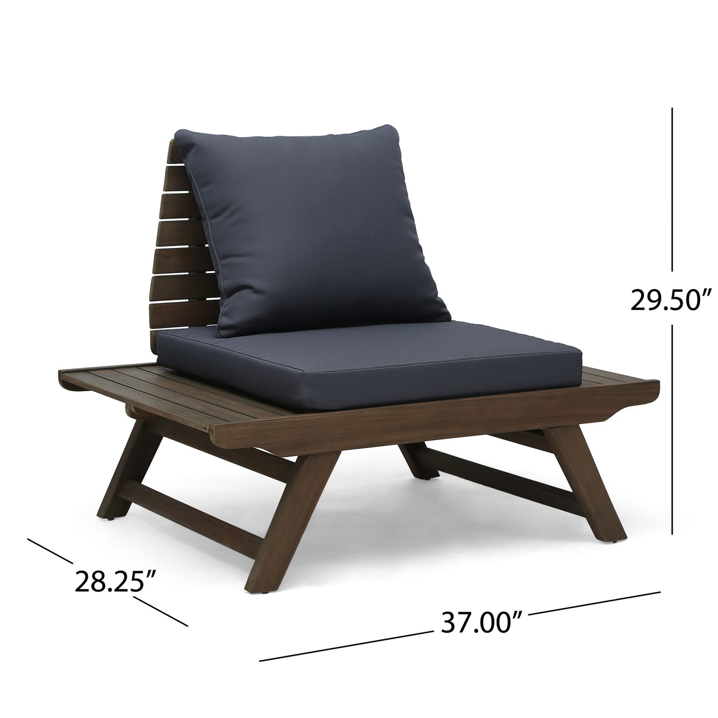 Aticus - 4 Person Outdoor Seating Group With Cushions, Slatted Club Chair - Dark Gray