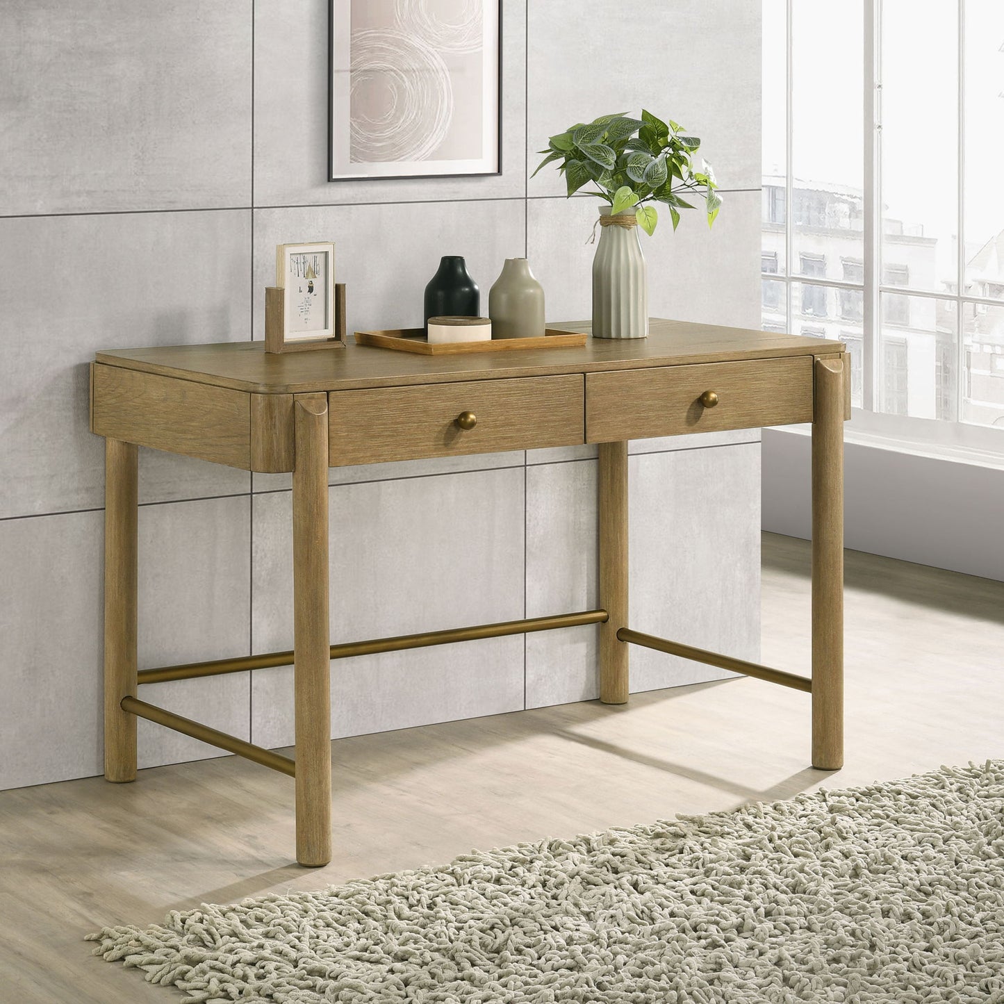 Benson - 2 Drawer Vanity Desk Makeup Table - Sand