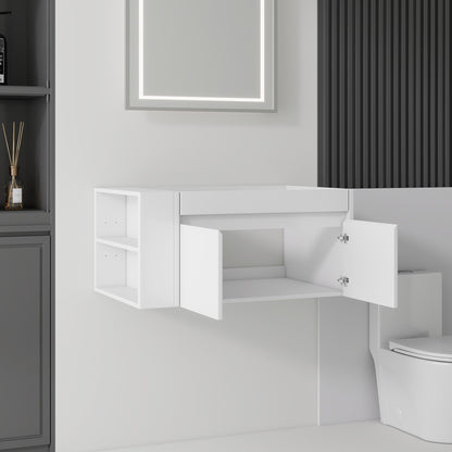 36" Floating Bathroom Vanity Cabinet, With Soft Close Double Doors, Wall Mounted, Cabinet Only - White