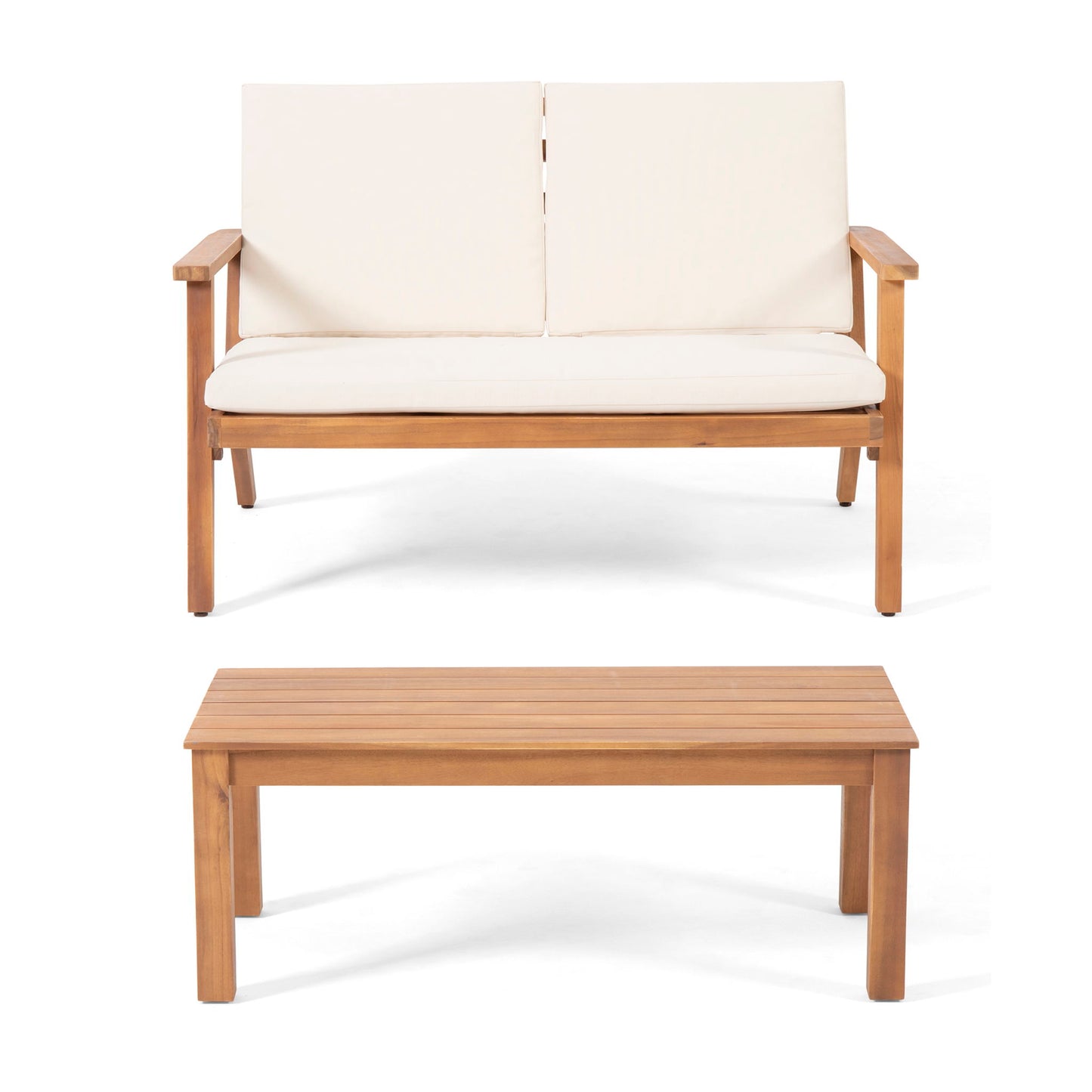 Serenit - 2 Piece Patio Set With Cushions, Loveseat And Coffee Table - Beige / Brown