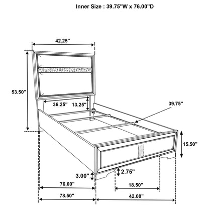 Modern Bedroom Set With Upholstered Headboard And Textured Storage