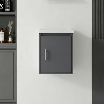 Floating Bathroom Vanity Combo, Wall Mounted Cabinet With Sink & Soft Close Doors For Small Bathrooms