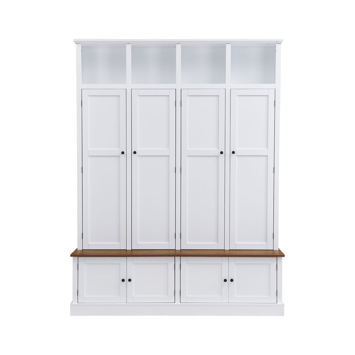 Hall Tree With Bench And Cabinet, 4 In 1 Entryway Bench With Coat Rack