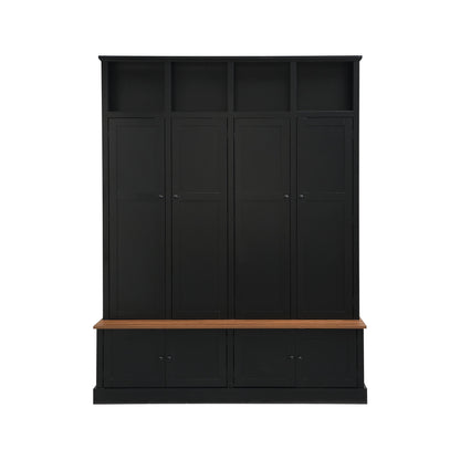 Hall Tree With Bench And Cabinet, 4 In 1 Entryway Bench With Coat Rack