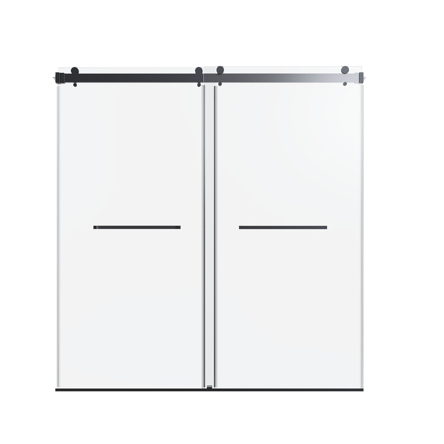 Frameless Double Sliding Soft-Close Shower Door, 3 / 8" (10Mm) Thick SGCC Tempered Glass Door, Matte