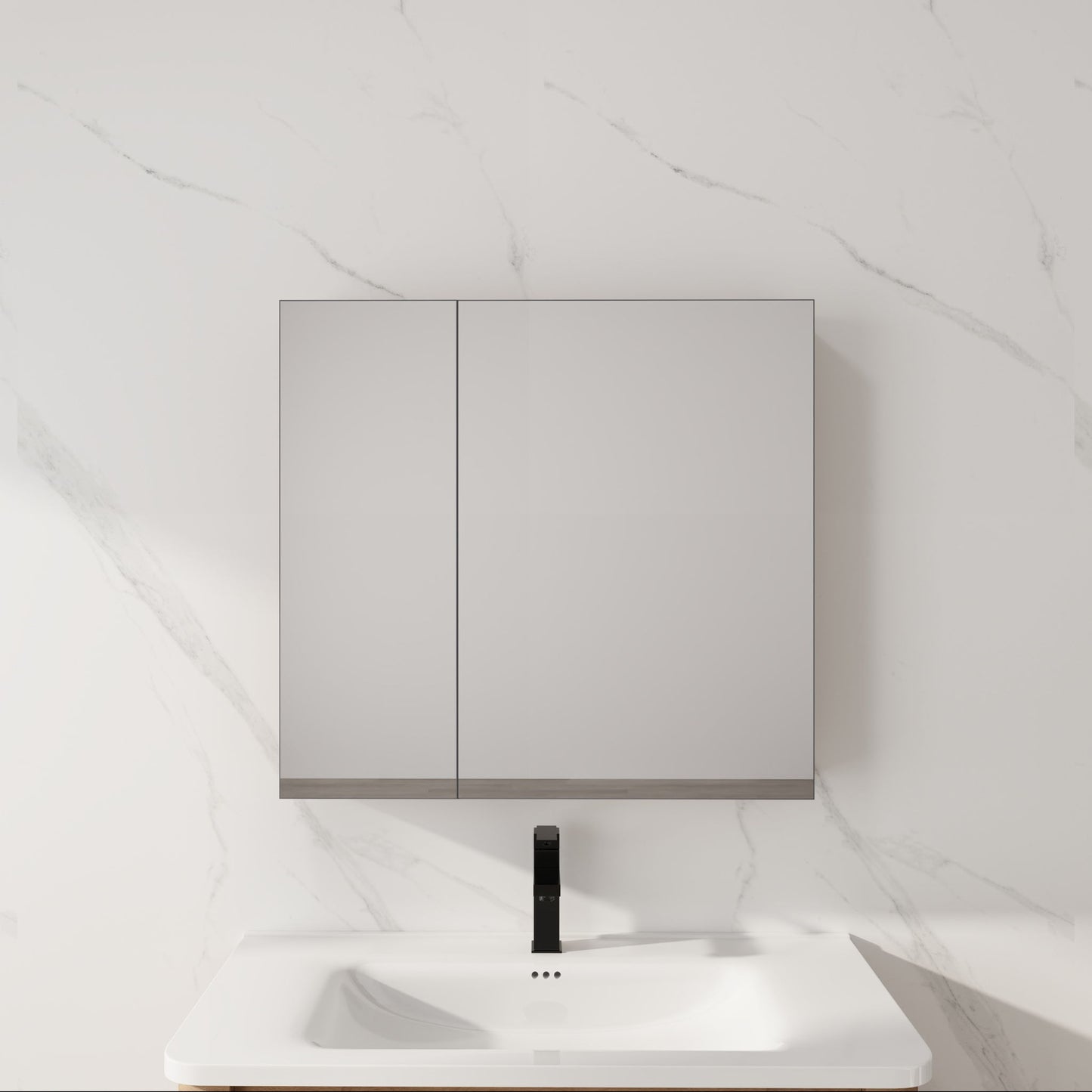 29.63" Wall Mounted Cabinet With Adjustable Shelves Storage Cabinet For Bathroom - Imitative Oak