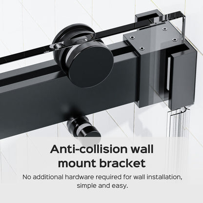 Frameless Double Sliding Soft-Close Shower Door, 3 / 8" (10Mm) Thick SGCC Tempered Glass Door, Matte