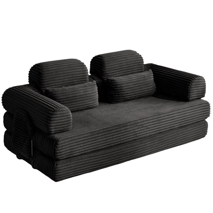 Convertible Sleeper Sofa With & Side Storage Pocket, Foldable Upholstered Couch For Living Room