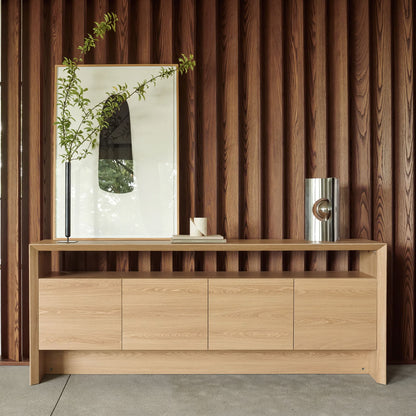Arlo - Waterfall Sideboard Cabinet With Open Shelf And Hidden Storage