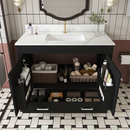 Bathroom Vanity Set, Fluted Cabinet, Soft Close Doors & Drawers - Black