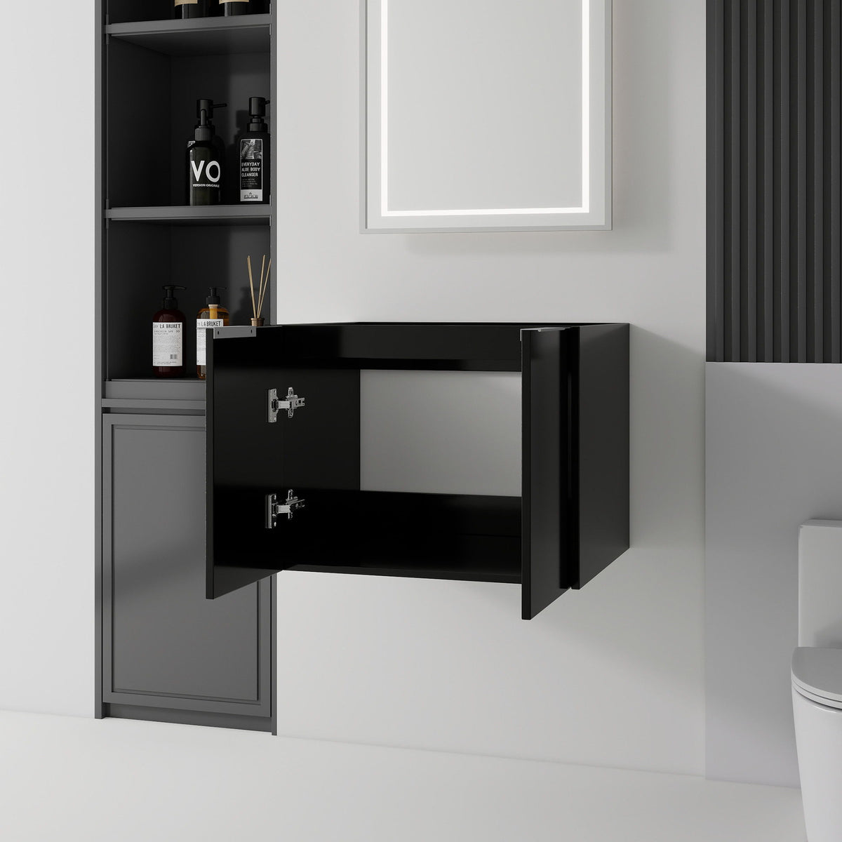 Floating Bathroom Vanity Cabinet With Soft Close Double Doors, Spacious Interior Storage, Wall Mounted, Cabinet Only