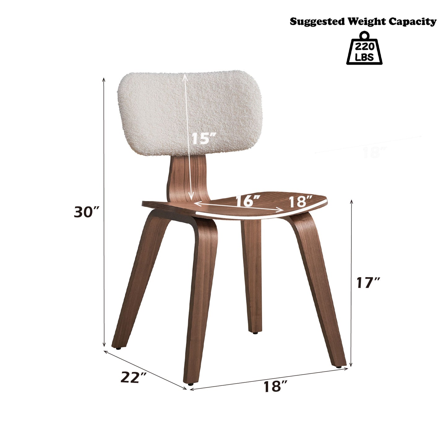 Casson - Boucle 7 Walnut Side Chair (Set of 2) - White / Walnut