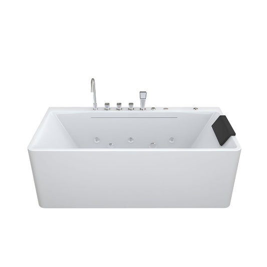 Xavier - Single Massage Bathtub, Equipped With Gfci Plug And Ul Certified Water Pump, Upc Certified Drain - Milk White