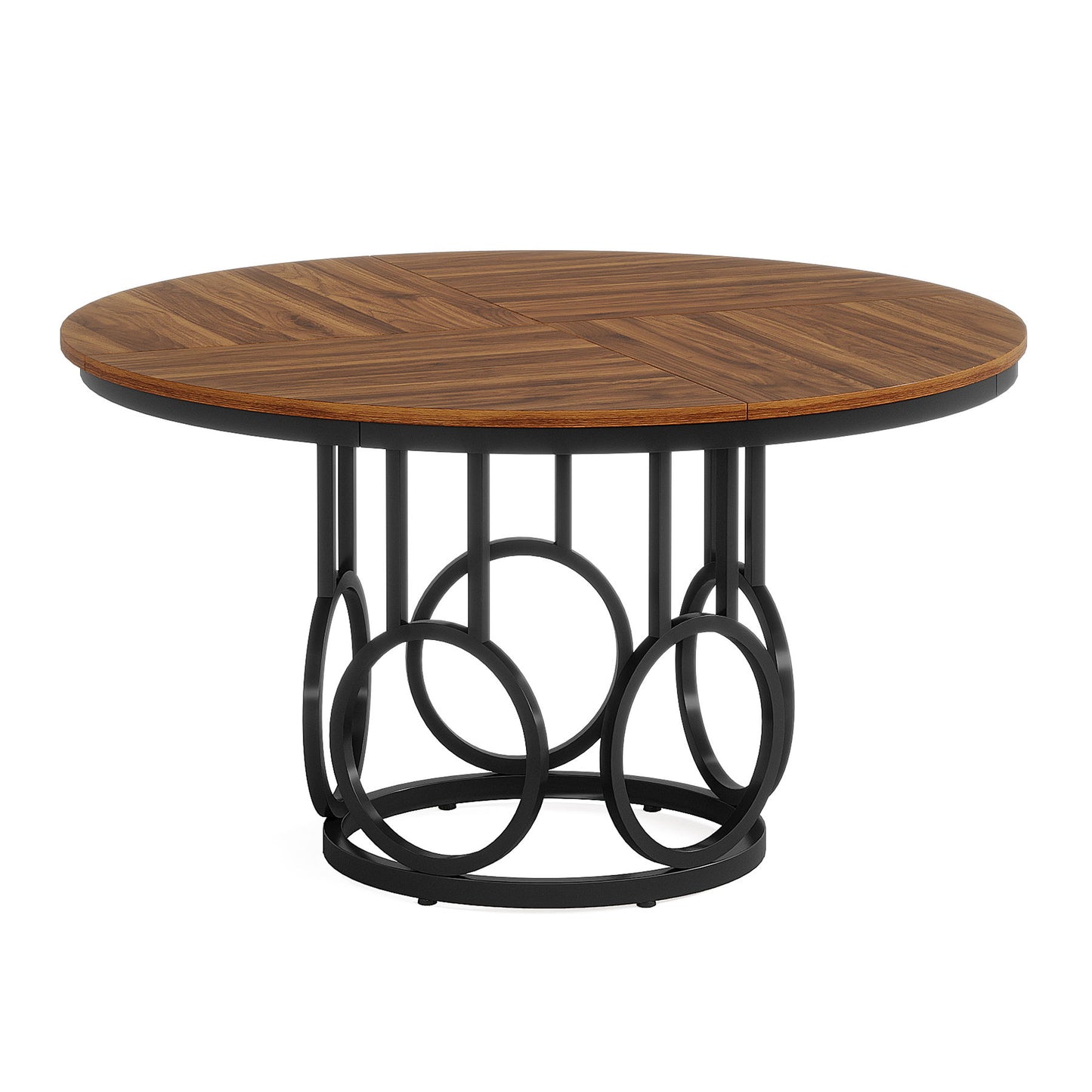 Round Dining Table For Kitchen & Dining Room - Brown / Black