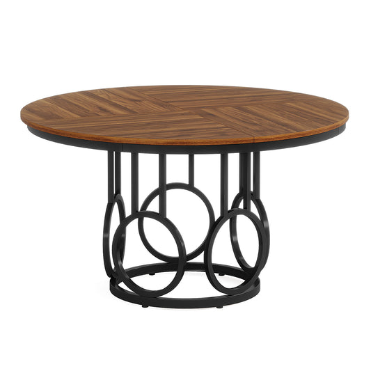 Round Dining Table For Kitchen & Dining Room - Brown / Black