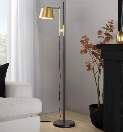 Metric - Industrial Floor Lamp - Black / Antique Brass
