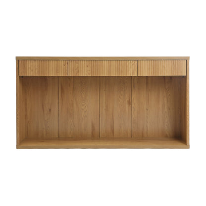 Fluted Console Table With 3 Drawers, Long Sofa Table Behind Couch For Living Room