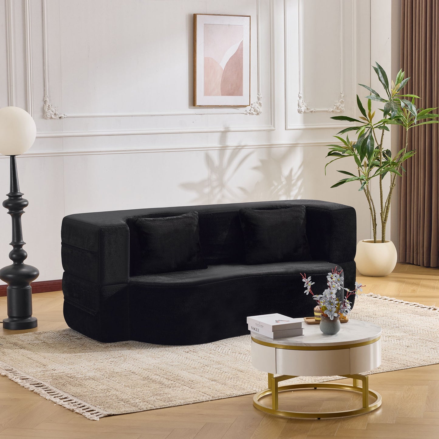 Modern Floor Sofa With 4 Pillows