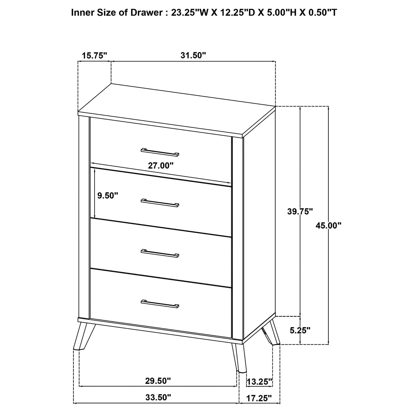 Georgina - 4 Drawer Bedroom Chest - Natural Wood