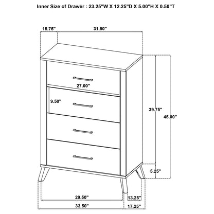 Georgina - 4 Drawer Bedroom Chest - Natural Wood