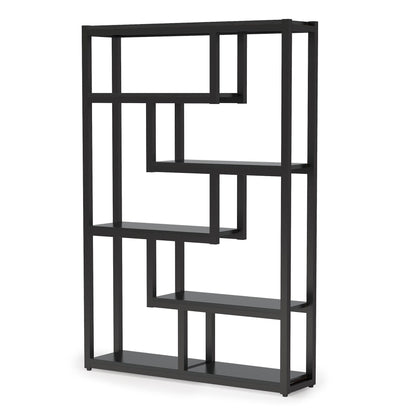 6 Tier Etagere Bookcase With Asymmetrical Shelves For Living Room
