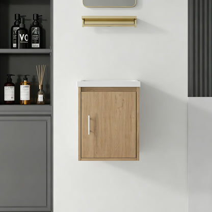 Floating Bathroom Vanity Combo, Wall Mounted Cabinet With Sink & Soft Close Doors For Small Bathrooms