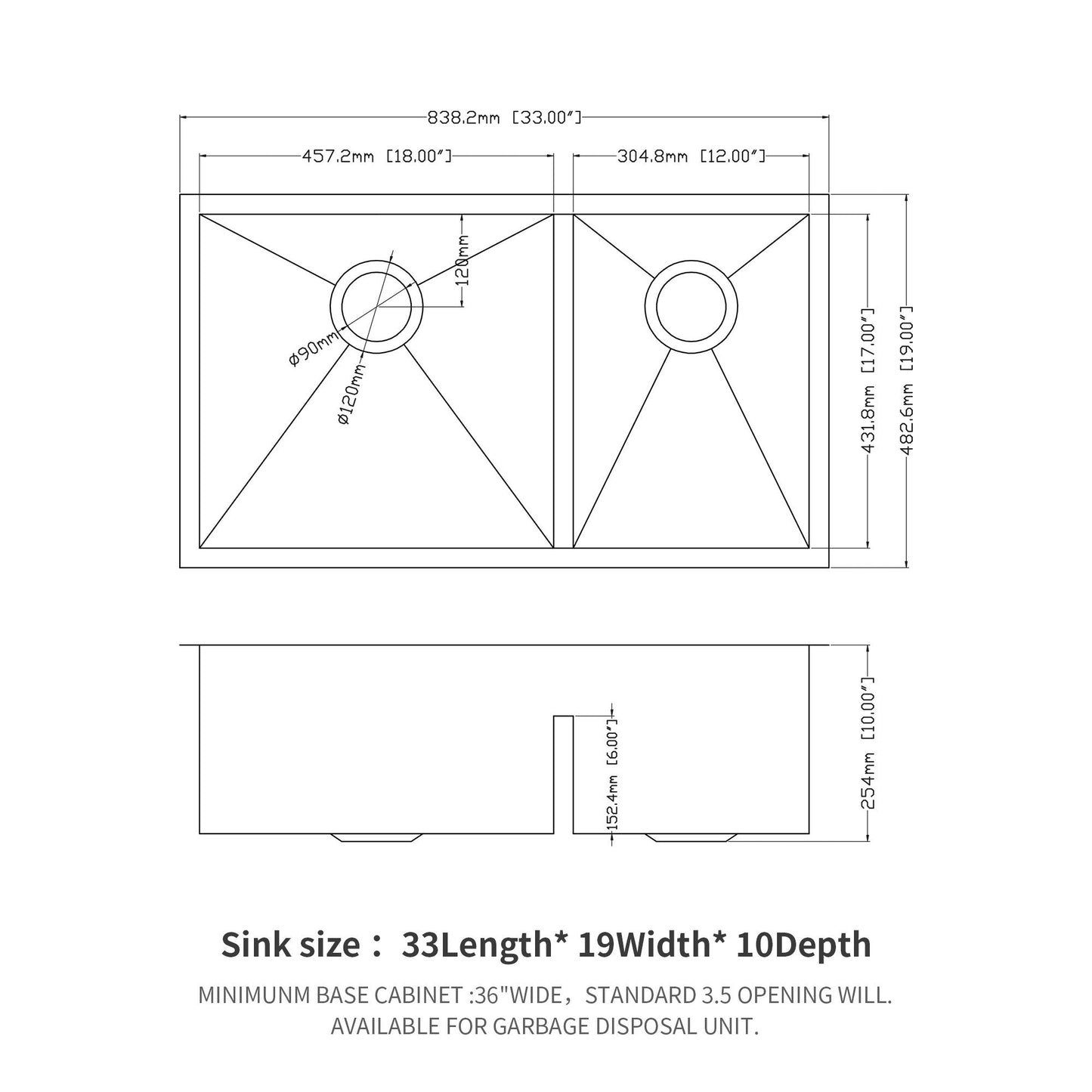 Modern Double Bowl Undermount Kitchen Sink 50 / 50 Design Stainless Steel