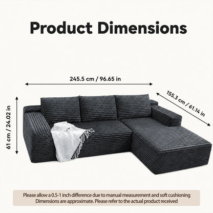 Modern L-Shaped Sectional Sofa With Left Facing Chaise
