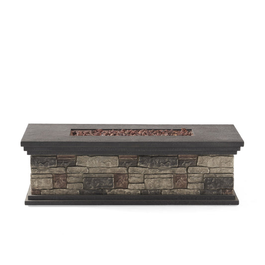 Contemporary Rectangle Fire Pit 50, 000 Btu Magnesium Oxide - Stone Gray