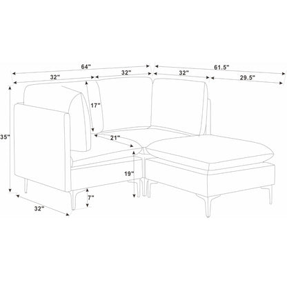 Upholstered Modular Sectional & Tall Legs