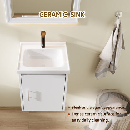 Floating Bathroom Vanity Combo, Wall Mounted Cabinet With Sink & Soft Close Doors For Small Bathrooms