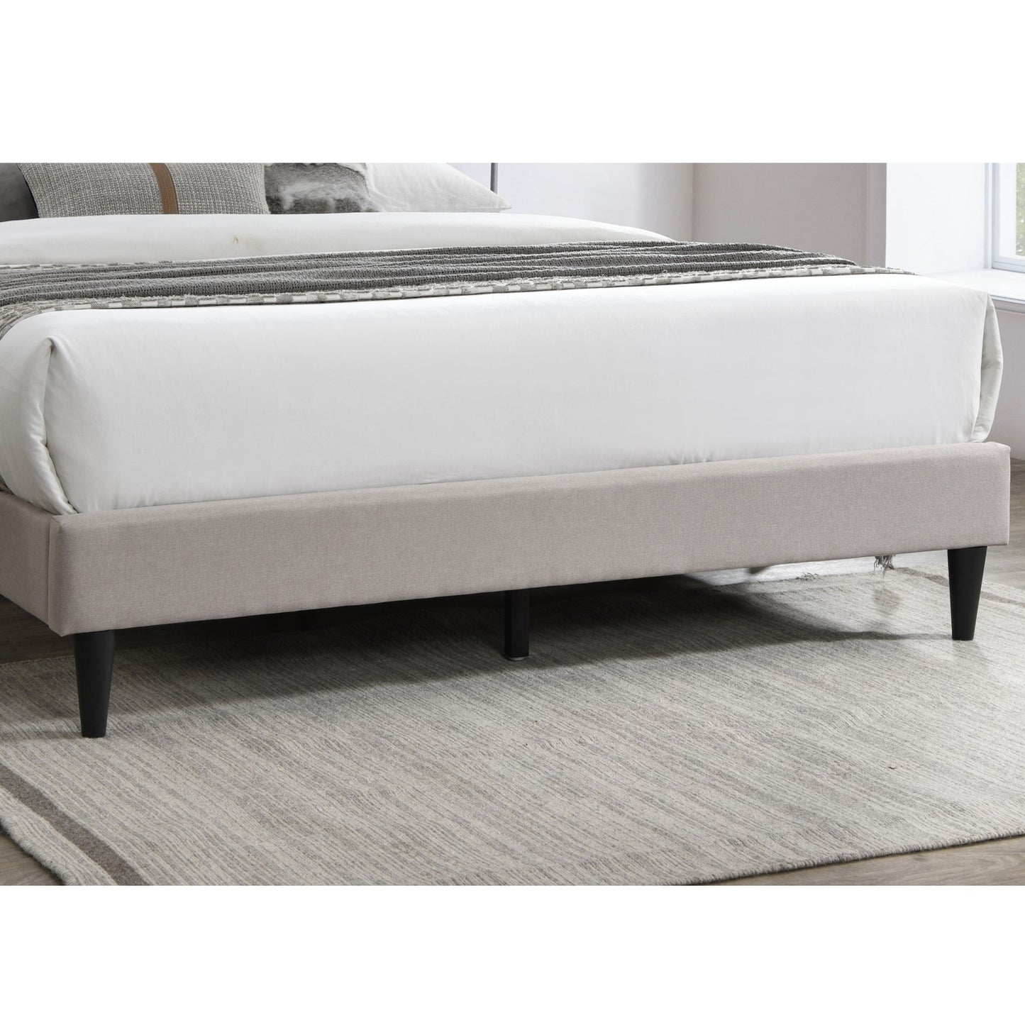 Bed With Nailhead Trim Accents, Upholstered Platform Frame