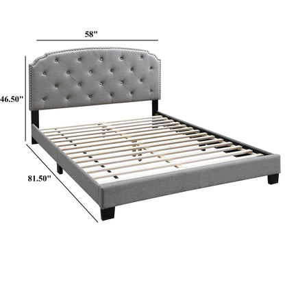 Button Tufted Bed With Nailhead Trim