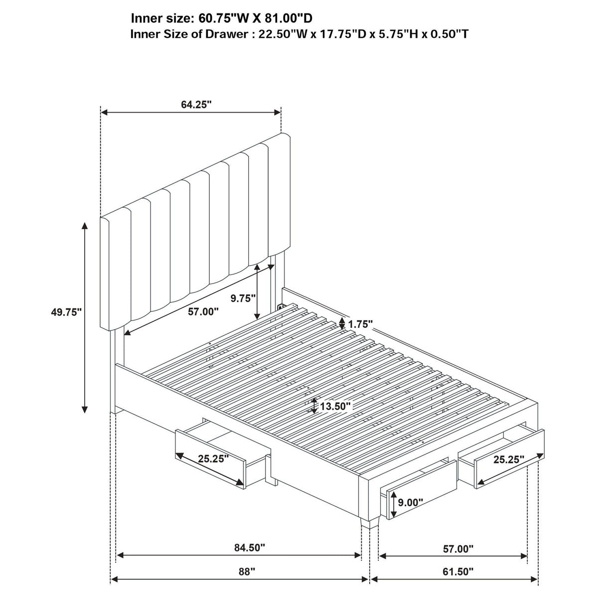 Orisa - 4 Drawer Storage Bed