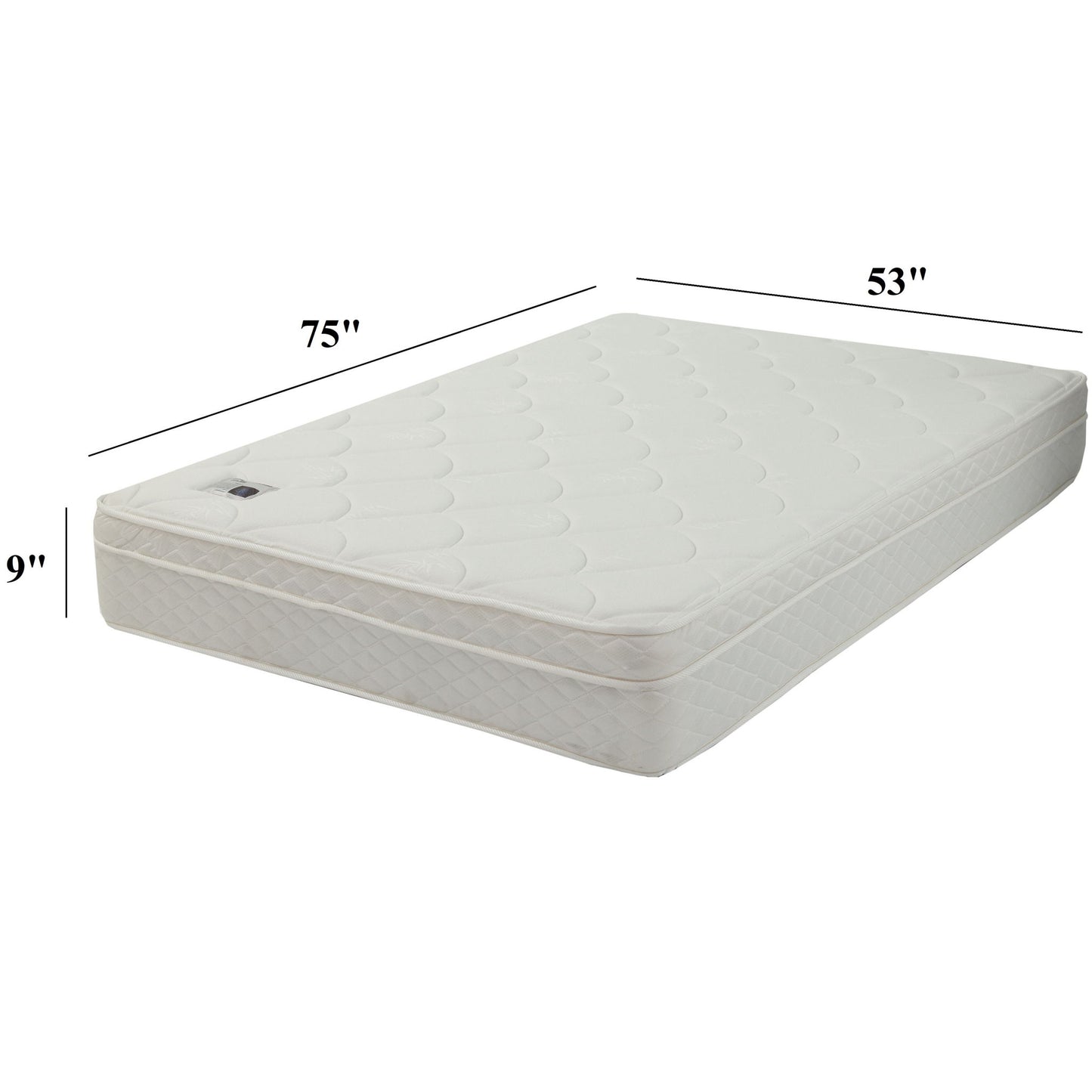9" Size Bed Mattress With Bonnell Coil Inner Spring And 2.5" Euro Top Foam + Spring Material - White - Full