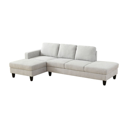 2 Piece L - Shaped Left Chaise Sectional Sofa With Ottoman, Living Room Furniture - White / Gray