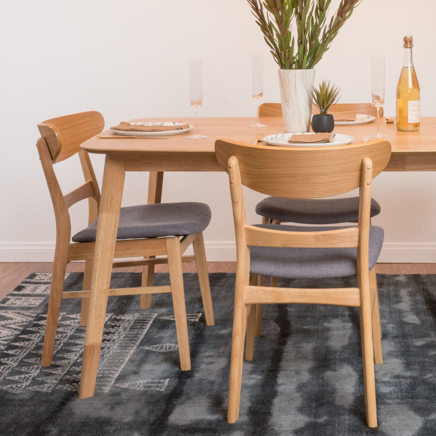 Mid Century Modern Dining Chair With Upholstered Seat And Wood Frame