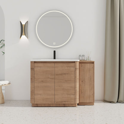 Freestanding Bathroom Vanity With Sink, 1 Small Storage Cabinet, Soft Close Door
