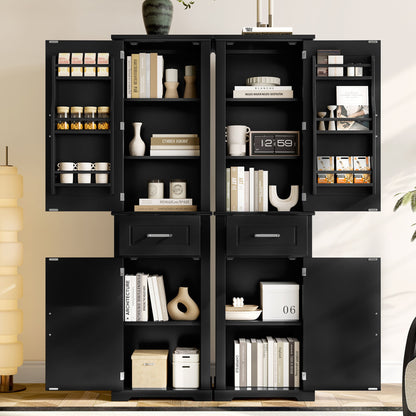 Tall Freestanding Bathroom Storage Cabinet With Adjustable Shelf, 2 Door Design