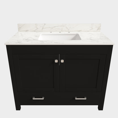 Bathroom Vanity Set, Sink And Faucet Holes Included - Black