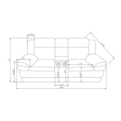 Winston - Power Console Recliner Loveseat With LED And Hidden Drawer - Black