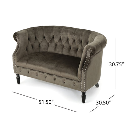 Antique Chesterfield Style Loveseat With Button Tufting