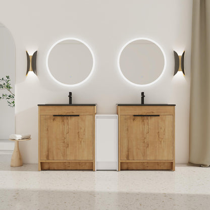 Freestanding Bathroom Vanity With Sink, Storage Cabinets, Soft Closing Doors