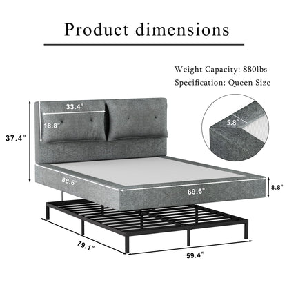 Airframe - Upholstered Bed Frame With Double Layered Upholstered Headboard