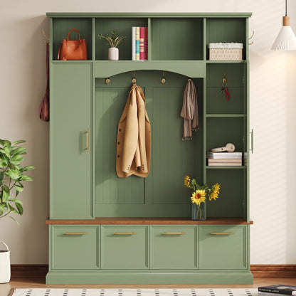 Elegant Hall Tree With Hooks & Handles