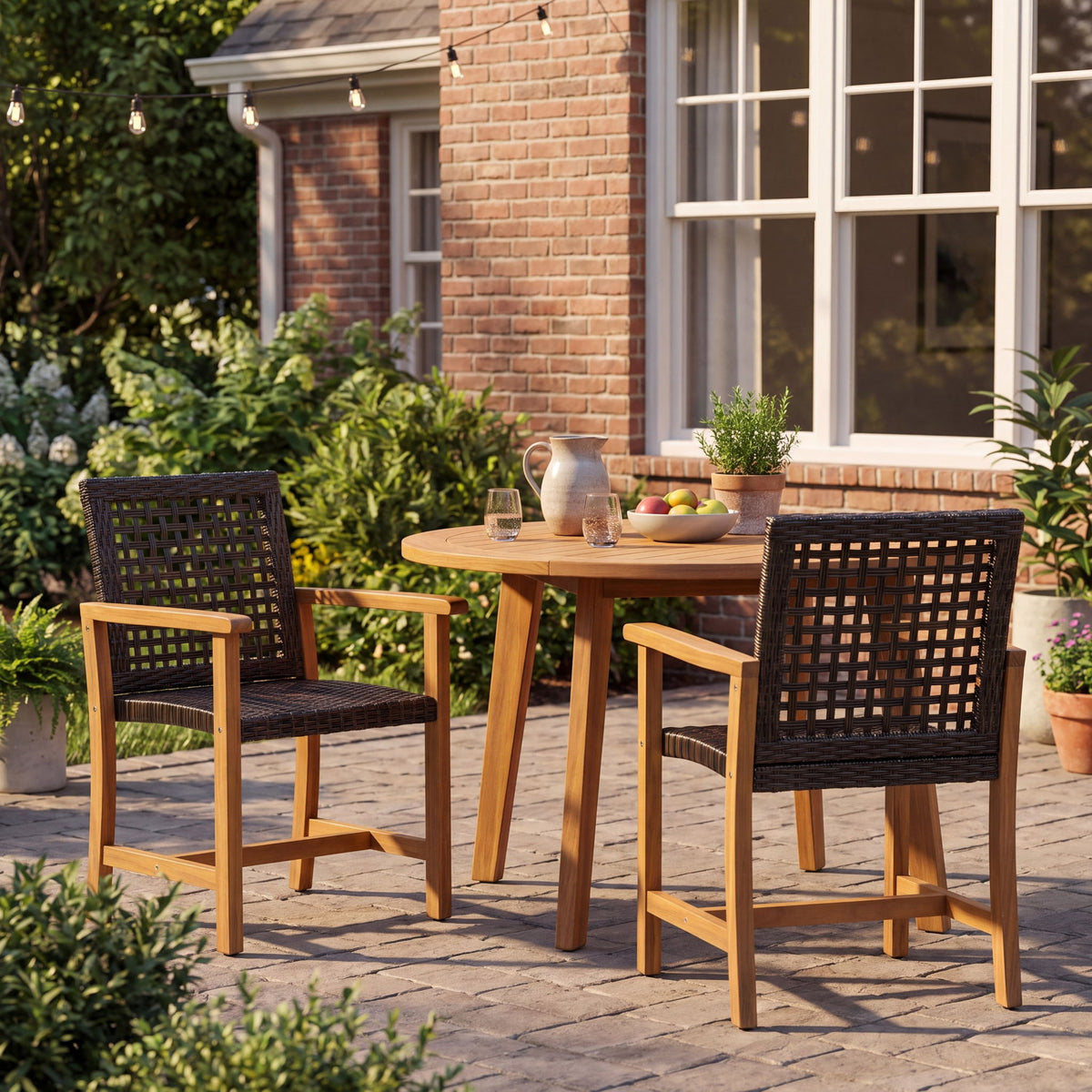 Outdoor Dining Chairs (Set of 2) - Brown / Teak